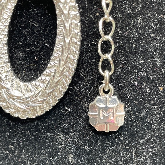 Monet Silver Tone Oval Braided Pendant & 18” Diamond Chain - Picture 3 of 5